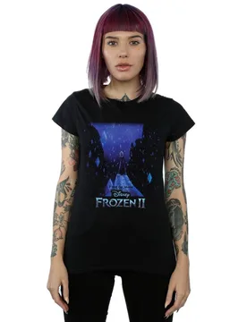 Women's Frozen 2 Elsa Diamond Elements Cotton T-Shirt in Black Size: Medium - Black - Size: M - Disney - FashionsVida