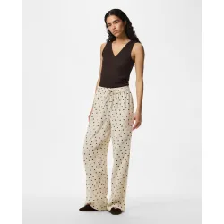 Pantalón largo y ancho de lino de mujer