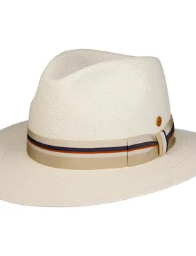 Menton Striped Band Panama Hat by - cream white-beige - Female - Size: L (58-59 cm) - Mayser - FashionsVida