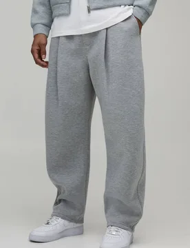 Herren Balloon-Fit Bonded Scuba Jogginghose Grey Marl Größe XS - boohooMAN - FashionsVida