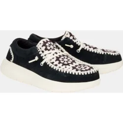 Zapato de cordones de mujer en crochet y ante