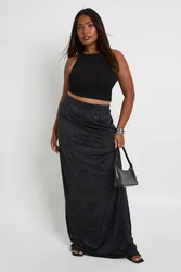 Womens Plus Hot Fix Maxi Skirt - Black - Size 20 Uk