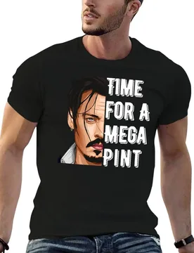 Time for A Mega Pint johnny depp- johnny depp uk johnny depp court T-Shirt man t shirts graphic T-Shirt - Aliexpress - FashionsVida