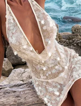 Vestido mini con hombros descubiertos y espalda descubierta de tela con lentejuelas estilo Fairycore para fiesta de boda en la playa de verano, vestid - Shein - FashionsVida