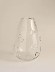 D Raised Bobble Glass Vase Clear