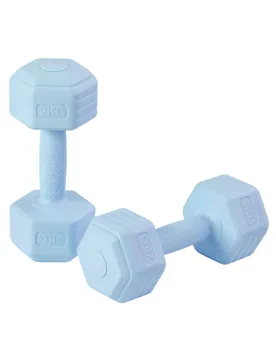 Pair of 2kg Hex Dumbbells with Non-slip Grip for Home Gym in Light Blue - Light Blue - Size: 2kg - Living and Home - FashionsVida