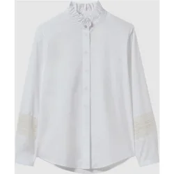 Camisa de mujer de algodón con cuello volante