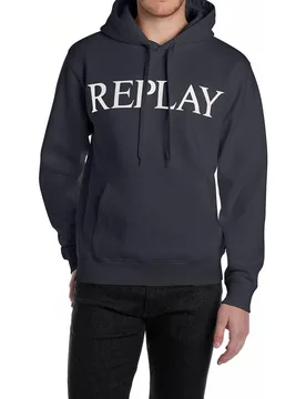 Sudadera de hombre con capucha y logo frontal - Replay - FashionsVida