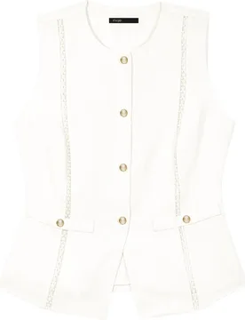 Chaleco de mujer con lino bordado - Maje - FashionsVida