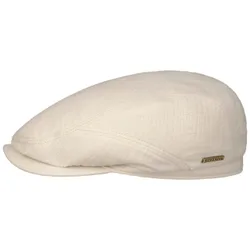 Halverton Cotton Driver Flat Cap by - cream white - Size: M (56-57 cm)