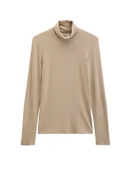 Jersey de cuello alto marrón claro XS