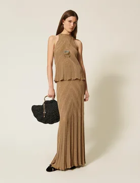 Jupe longue en maille de lin avec lurex - TWINSET - FashionsVida
