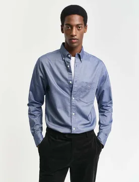 Regular Fit Pure Cotton Oxford Shirt Dark Blue male - Gant - FashionsVida