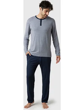Pijama largo de hombre de modal color - ZD - FashionsVida
