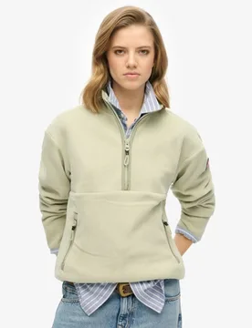 Superdry Damen Active Fleecepullover mit Halbem Reißverschluss, Hellgrün, Größe: 44 - 94.99 - FashionsVida
