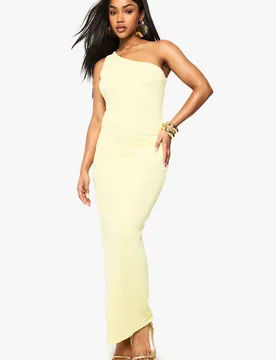 Womens One Shoulder Open Back Maxi Dress - Yellow - Size 16 Uk - Boohoo - FashionsVida
