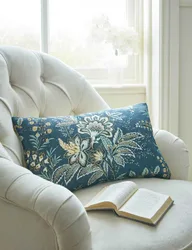Pure Cotton Marlbrook Bolster Cushion Blue Mix