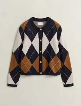 S ARGYLE C-NECK CARDIGAN female - S - FashionsVida