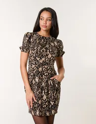 Floral Tulip Hem Dress - 12 / BLACK PATTERN - female