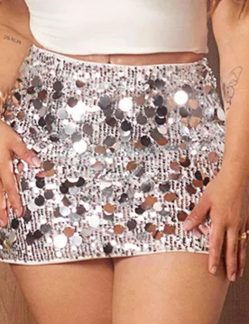 Minifalda ajustado con lentejuelas para fiestas de Año Nuevo y vacaciones L - Shein - FashionsVida