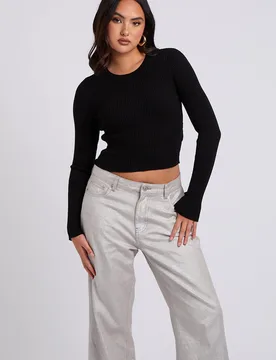Womens Black Cut Out Back Wrap Jumper - Size 8 Uk - Urban Bliss - FashionsVida