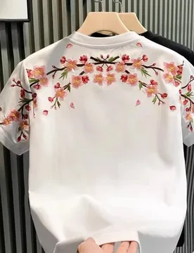 Summer Men O-neck Short Sleeve T-shirt Korean Floral Embroidery Jacquard Street Style Youth Party Casual Tops - Aliexpress - FashionsVida