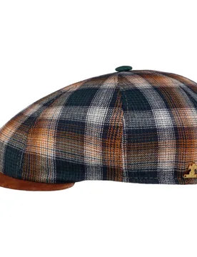 Candiso Check Flat Cap by Gold - brown-blue - Size: S (54-55 cm) - Lierys - FashionsVida