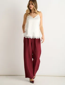 Womens White Lace Trim Satin Cami Top - Size 12 Uk - Gini London - FashionsVida