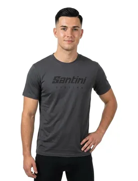 Maglietta A Maniche Corte Logo Grey - Santini - FashionsVida
