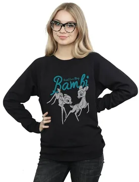 Women's Bambi Great Love Story Sweatshirt in Black Size: 2XL - Black - Size: 2XL - Disney - FashionsVida