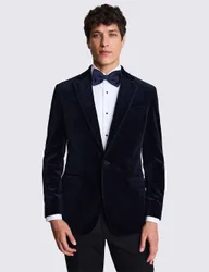 Tailored Fit Pure Cotton Velvet Tuxedo Jacket Navy male