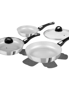 Pfannen-Set Cerafit Steel, 7-teilig silber - Genius - FashionsVida