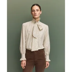 Camisa lazada cuadros de mujer