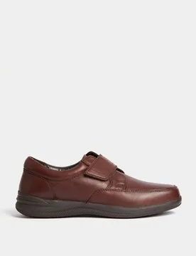 Wide Fit Leather Riptape Shoes Brown male - M&S - FashionsVida