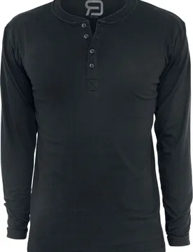 Langarmshirt für Männer schwarz "Basic Henley" von - Männer - male - RED by EMP - FashionsVida
