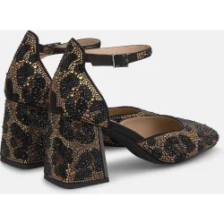 Zapatos de salón de mujer de pedrería y puntera redondeada