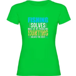 Fishing Solves Short Sleeve T-shirt Light Green 2XL Women