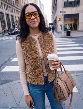Street One Fake Fur Weste mit Rundhals und Zipper female Braun - Street One Studio - FashionsVida