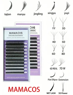 Extensiones de pestañas individuales de visón MAMACOS de 10 filas con rizo D/C, D/C/3D/4D/5D/6D/7D/8D, ovalado plano, 6D real, 5D flor, pestañas h? - Shein - FashionsVida