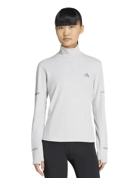 Adi365 Running Warm Long Sleeve Shirt Women T-Shirts - Grey - Size S (8-10) - Poly Mesh - Grey - Size: Small - Adidas - FashionsVida