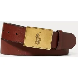 Cinturón de hombre de piel con hebilla y logo