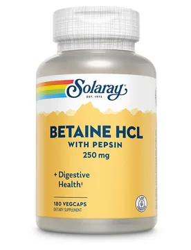 Capsules Betaine Hcl With Pepsin 250mg Enzymes And Digestive Aids 180 Unités - Solaray - FashionsVida