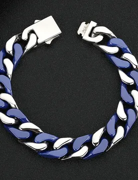Men's Bracelet 316 Stainless Steel Fasteners Splicing Blue Ceramic Hip Hop Fashion High Jewelry Accessories - Aliexpress - FashionsVida
