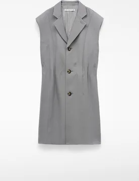 Vestido sastre corto con cintura entallada y manga sisa - Adolfo Dominguez - FashionsVida