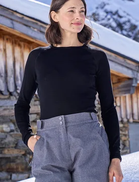 Talus' Womens Long Sleeve Top Quick Dry Round Neck Thermal Base Layer Black - Size 10 Uk - Mountain Warehouse - FashionsVida