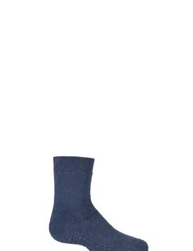 Pair Dark Blue Catspads Slipper Socks Kids Unisex 12-2.5 Kids (7-11 Years) - - Blue - Size: 12-2.5 Kids - Falke - FashionsVida