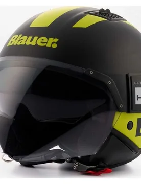 Casco Moto Jet in Fibra BET HT Nero Giallo FLuo taglia L - Blauer - FashionsVida