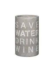 Flaschenkühler aus Beton 21cm Save Water - Drink Wine grigio