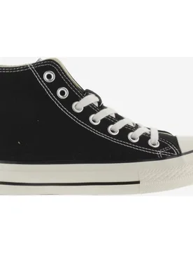 Zapatillas básicas de mujer de lona altas con sello retro y suela acabado brillo - Victoria - FashionsVida