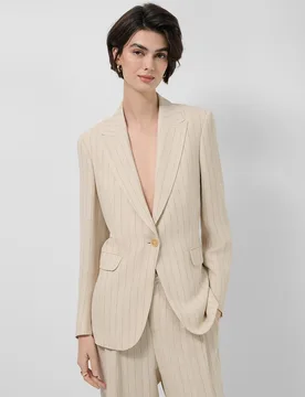 Blazer de mujer de un botón con raya diplomática - Roberto Verino - FashionsVida